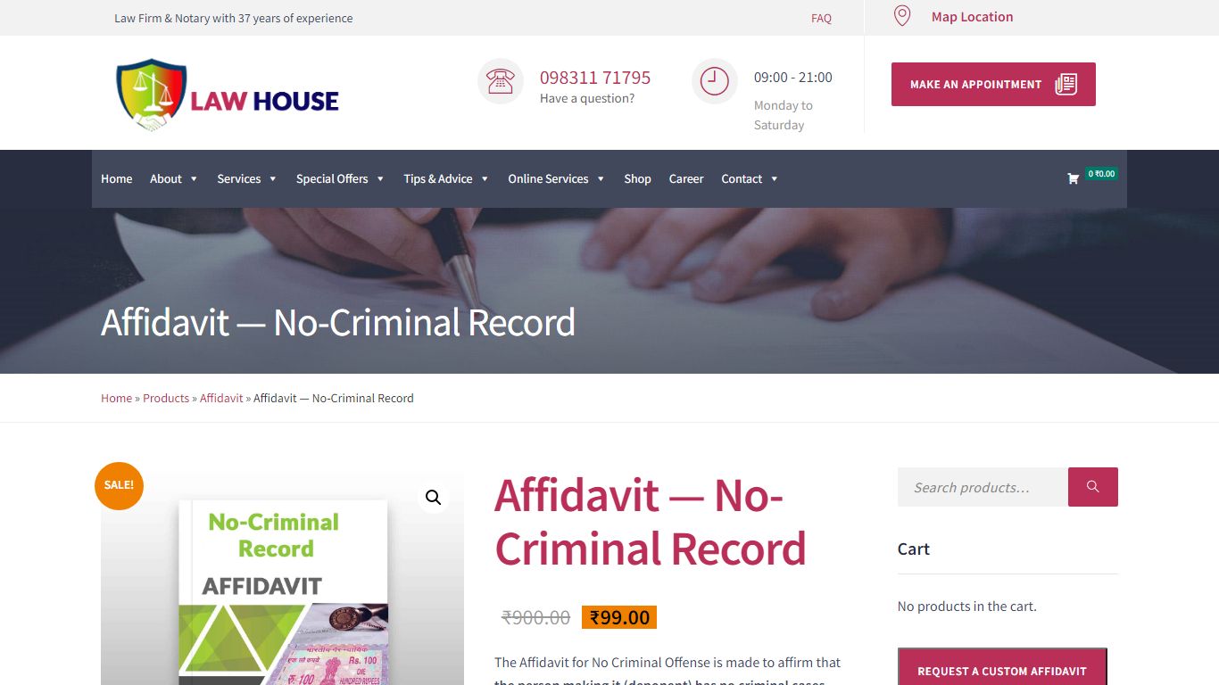 No criminal record Affidavit| Create Online| Law House